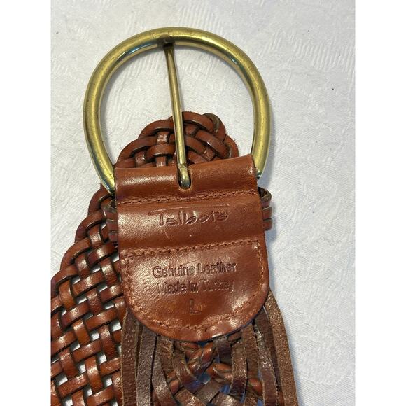 Talbots Brown Woven Leather Wide Band Belt, Women’s Sz L, made in Turkey ￼ - Picture 4 of 8